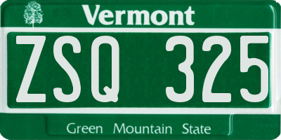 VT license plate ZSQ325