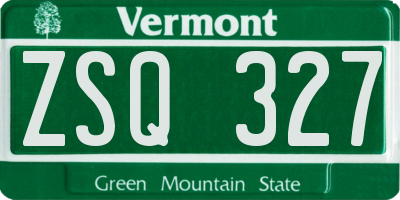 VT license plate ZSQ327