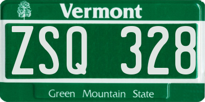 VT license plate ZSQ328