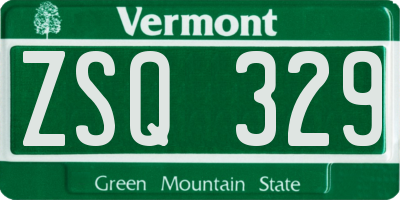 VT license plate ZSQ329