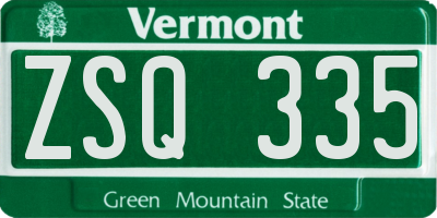 VT license plate ZSQ335