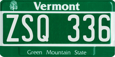 VT license plate ZSQ336