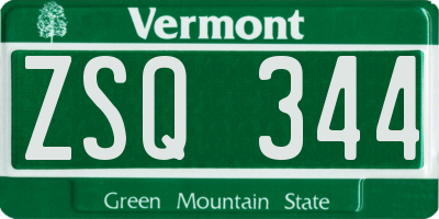 VT license plate ZSQ344