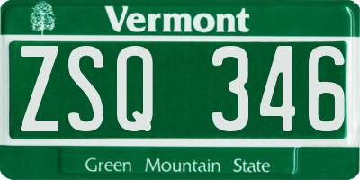 VT license plate ZSQ346