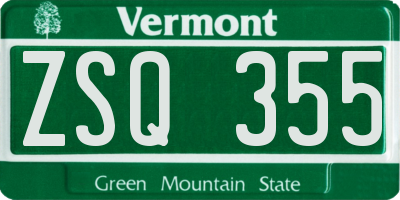 VT license plate ZSQ355