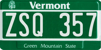 VT license plate ZSQ357