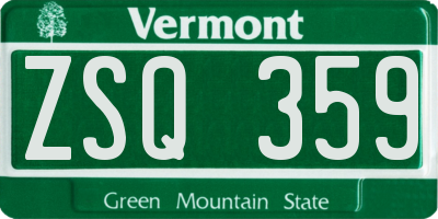 VT license plate ZSQ359