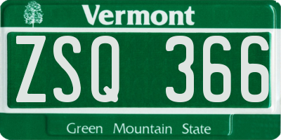 VT license plate ZSQ366