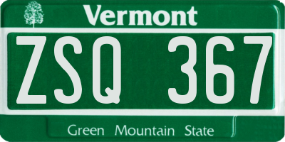 VT license plate ZSQ367