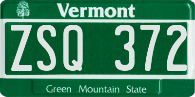 VT license plate ZSQ372