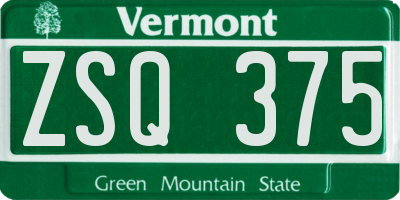 VT license plate ZSQ375
