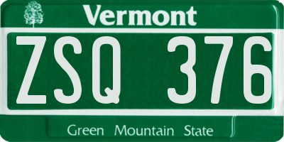 VT license plate ZSQ376