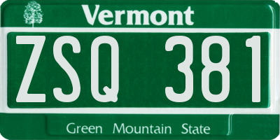VT license plate ZSQ381