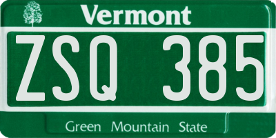 VT license plate ZSQ385