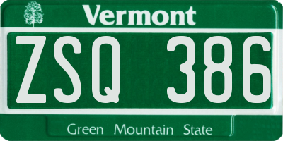 VT license plate ZSQ386