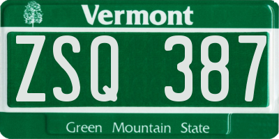 VT license plate ZSQ387