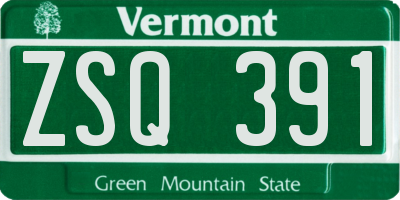 VT license plate ZSQ391