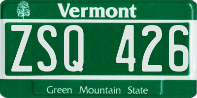 VT license plate ZSQ426
