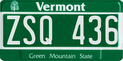 VT license plate ZSQ436