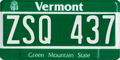 VT license plate ZSQ437