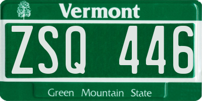 VT license plate ZSQ446