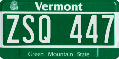 VT license plate ZSQ447