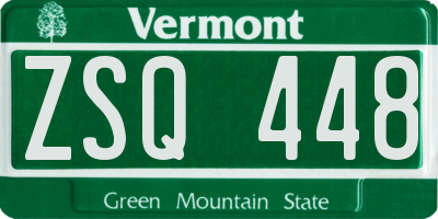 VT license plate ZSQ448