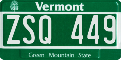 VT license plate ZSQ449