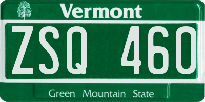 VT license plate ZSQ460