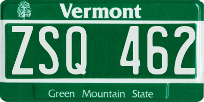 VT license plate ZSQ462