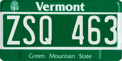VT license plate ZSQ463