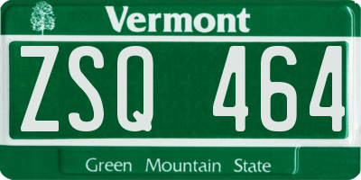 VT license plate ZSQ464
