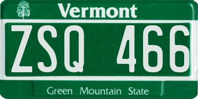 VT license plate ZSQ466