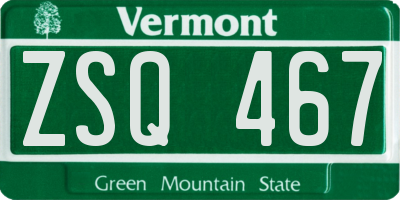 VT license plate ZSQ467