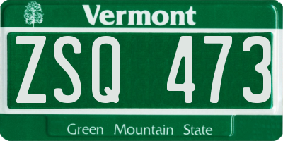 VT license plate ZSQ473