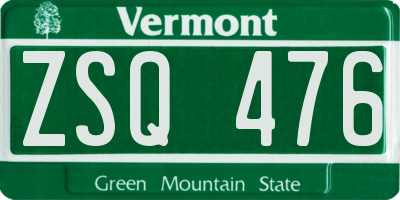 VT license plate ZSQ476