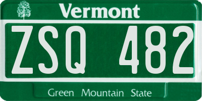 VT license plate ZSQ482