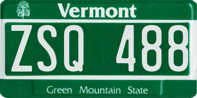 VT license plate ZSQ488