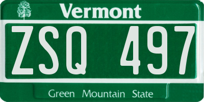 VT license plate ZSQ497