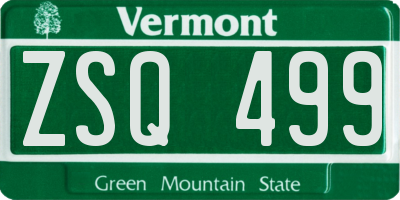 VT license plate ZSQ499