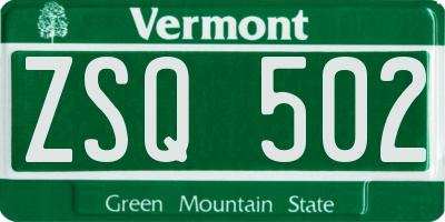 VT license plate ZSQ502