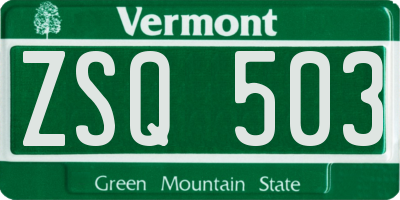 VT license plate ZSQ503