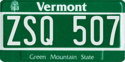 VT license plate ZSQ507