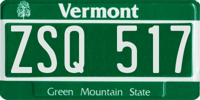 VT license plate ZSQ517