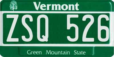 VT license plate ZSQ526