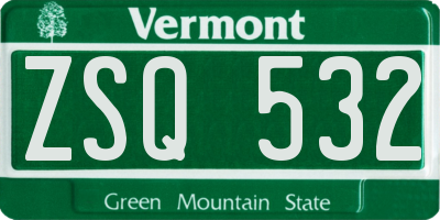 VT license plate ZSQ532