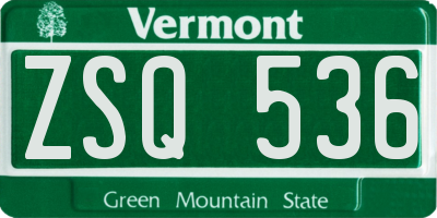 VT license plate ZSQ536