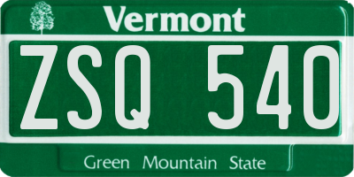 VT license plate ZSQ540