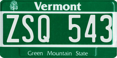 VT license plate ZSQ543