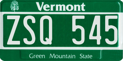 VT license plate ZSQ545